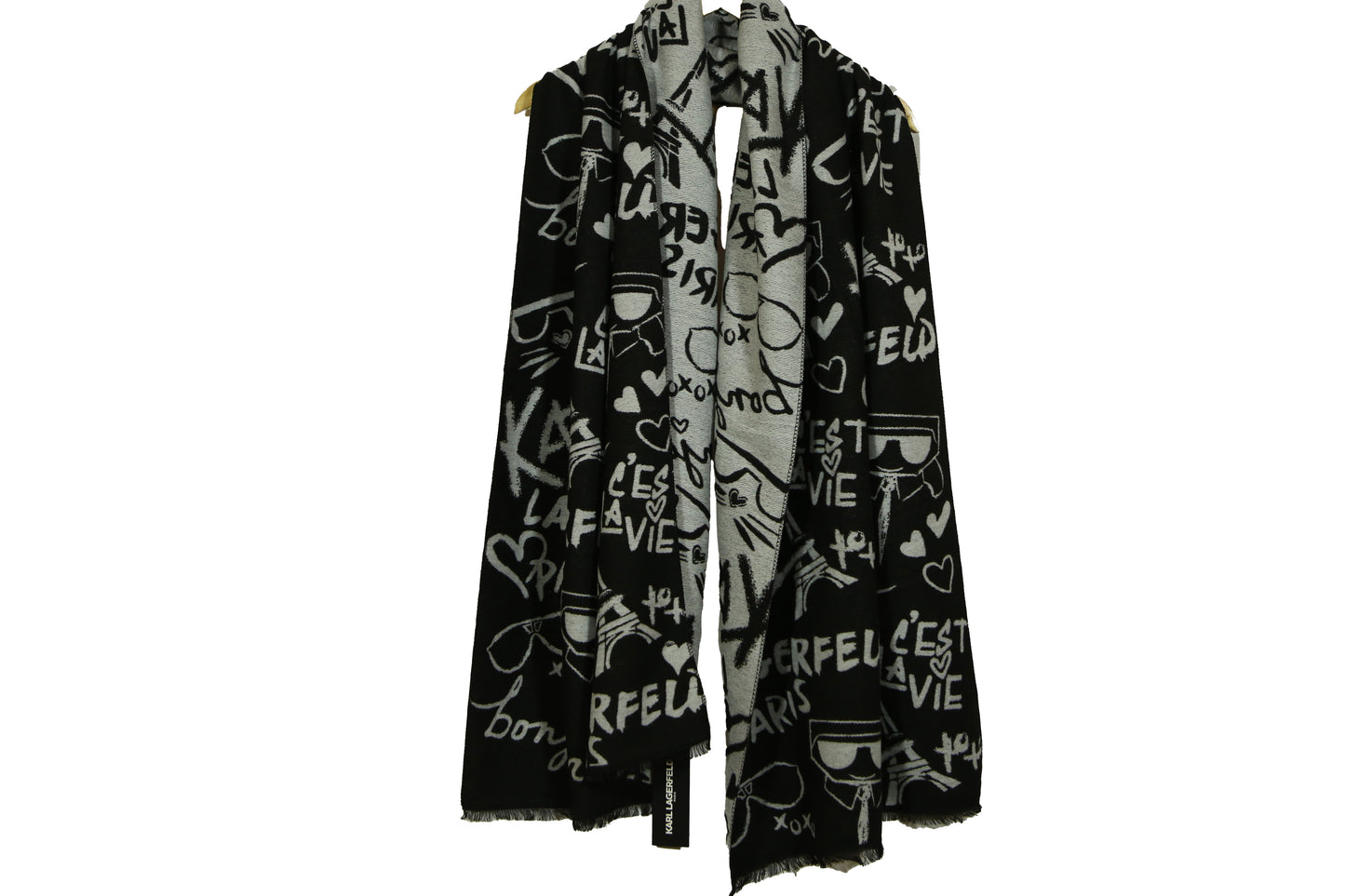 Karl Lagerfeld Women's Black Monogram Print Scarf