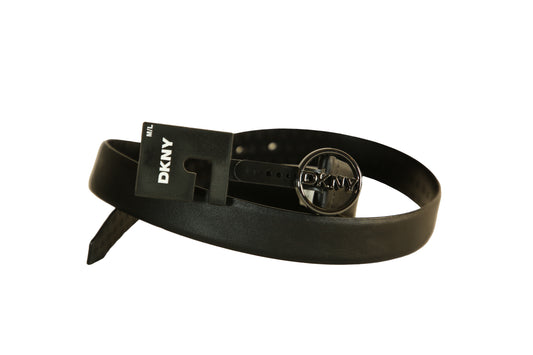 DKNY Black Belt with Black Logo Buckle