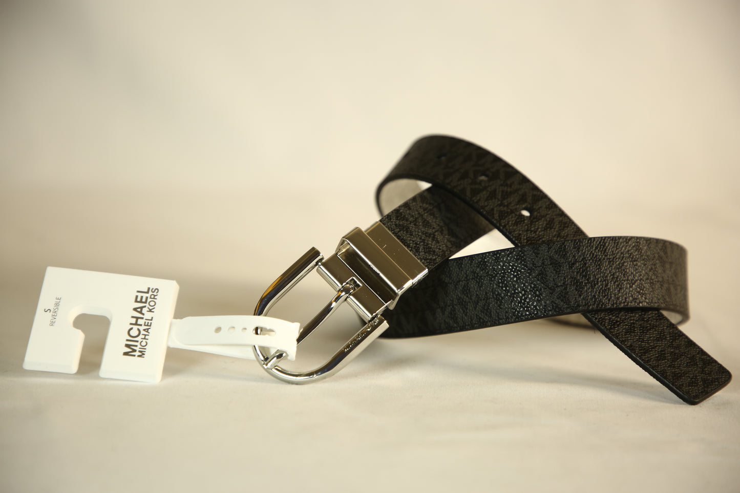 Michael Kors Reversible Black/White belt with Silver Buckle