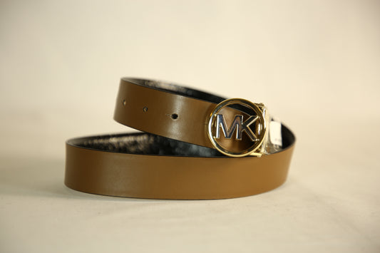 Michael Kors Reversible Black/Camel belt with Gold/Silver Buckle