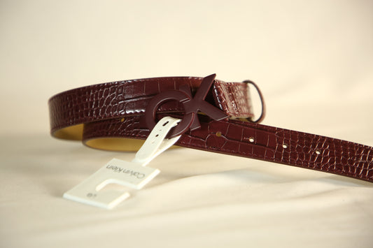 Calvin Klein Burgundy Snakeskin Leather Belt