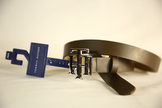 Tommy Hilfiger Brown Belt with Silver Logo Buckle