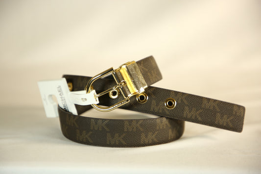 Michael Kors Reversible belt-  Brown Mk Signature Monogram / Solid BLack Leather