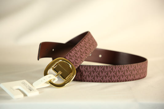 Michael Kors Reversible Burgundy Belt with Gold Buckle