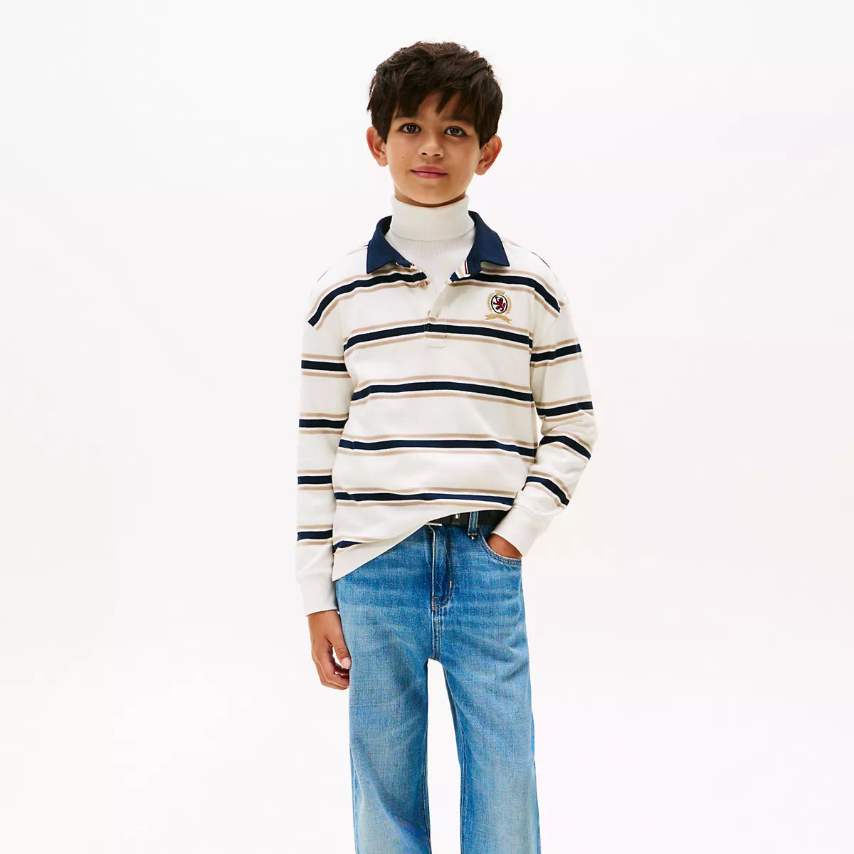 Kids' Rugby Stripe Interlock Polo