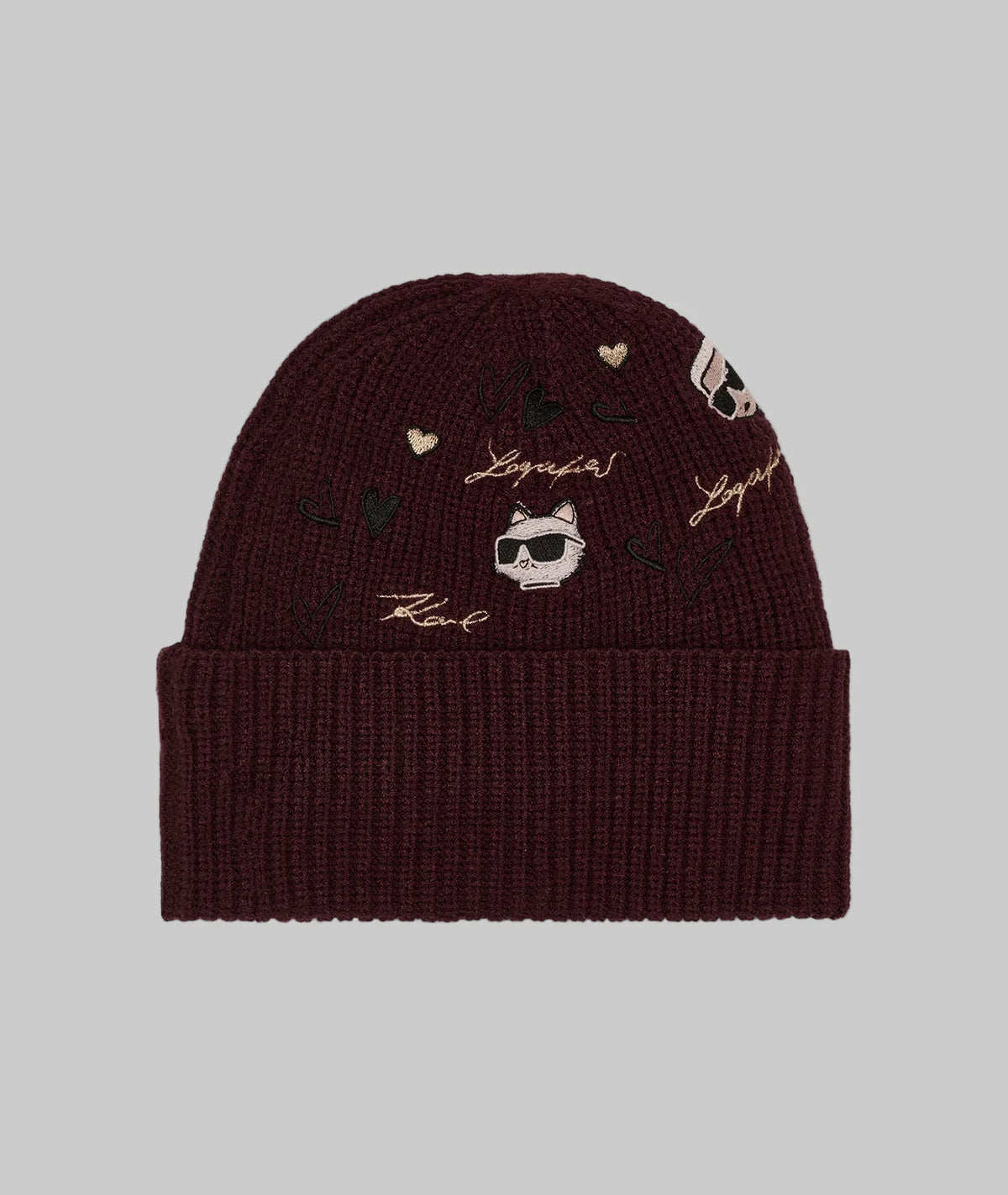 Karl Lagerfeld  Burgundy ICONS KUFF BEANIE