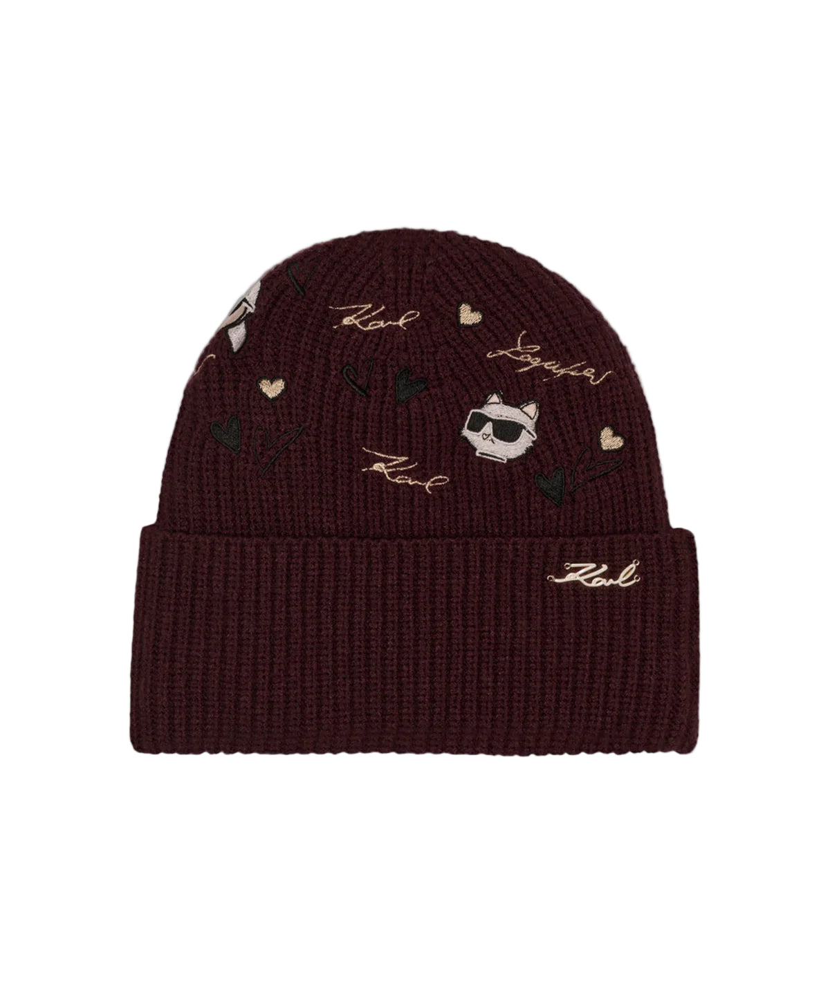 Karl Lagerfeld  Burgundy ICONS KUFF BEANIE