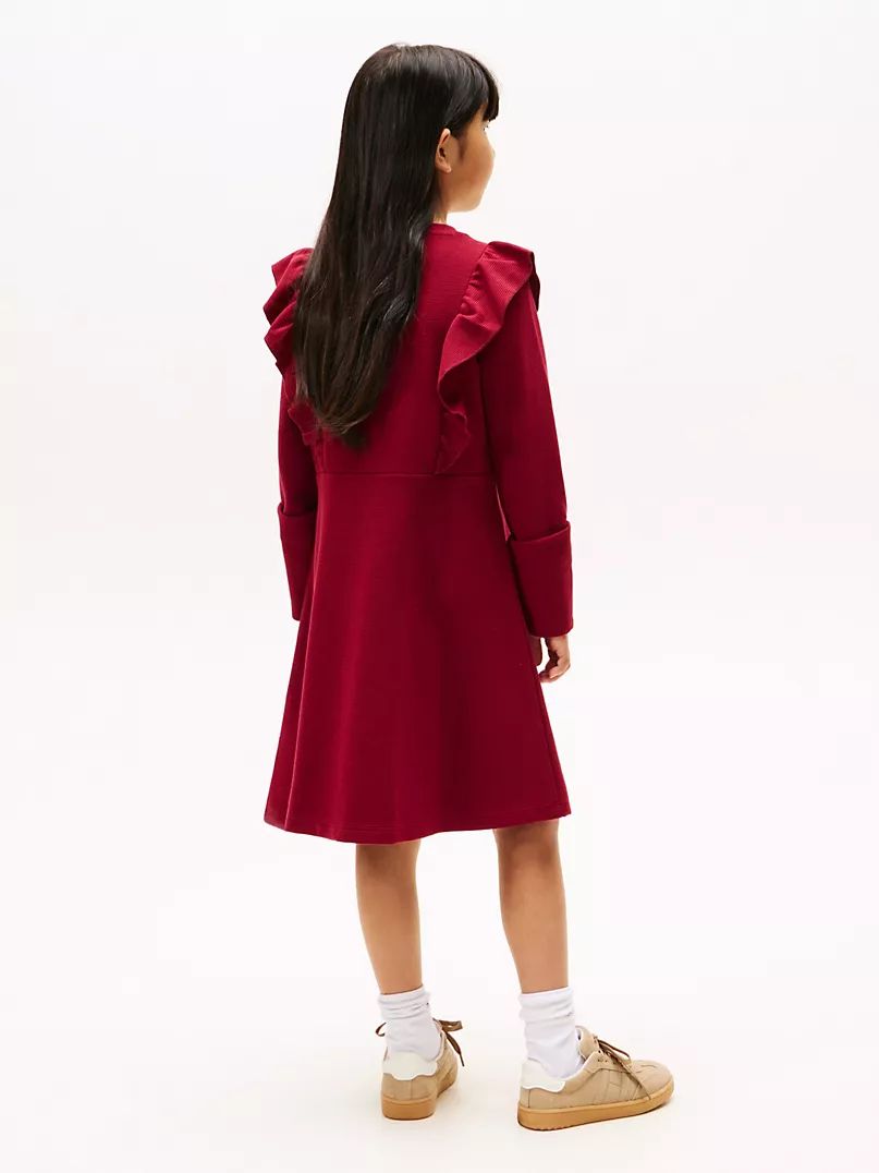 Tommy Hilfiger Kids' Ruffle Trim Fit-and-Flare Dress