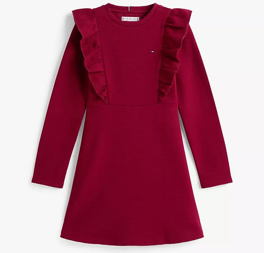 Tommy Hilfiger Kids' Ruffle Trim Fit-and-Flare Dress