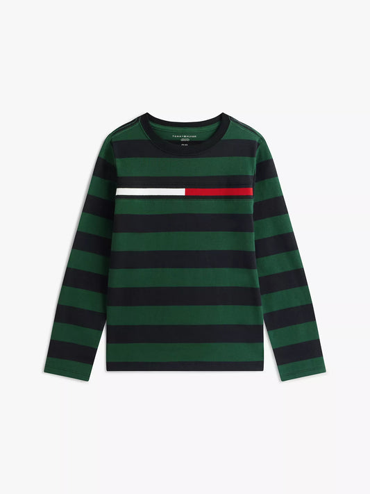 Tommy Hilfiger Kids' Long-Sleeve Stripe Logo T-Shirt