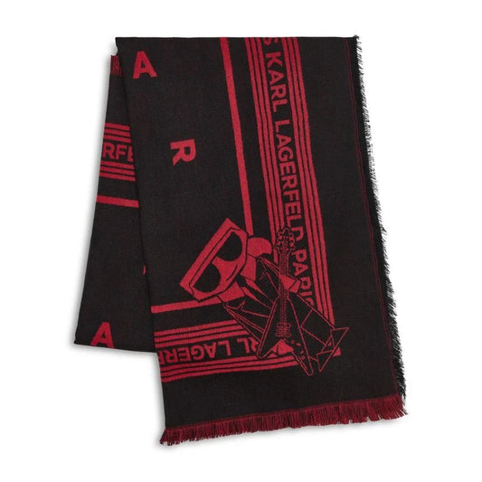 Karl Lagerfeld Rock N Roll Scarf in red and black wool blend
