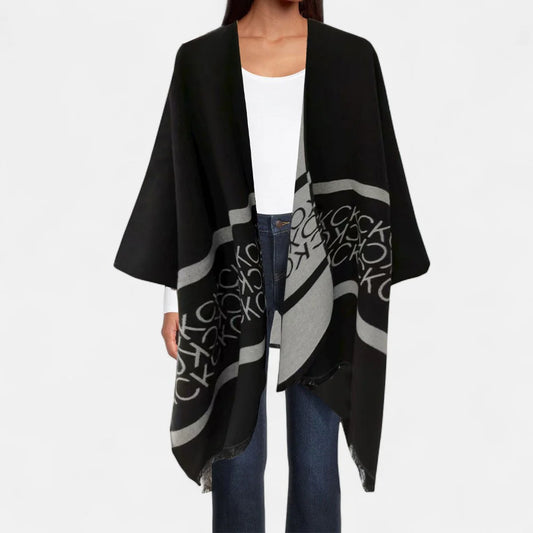Calvin Klein Fringe Poncho / Shawl wrap